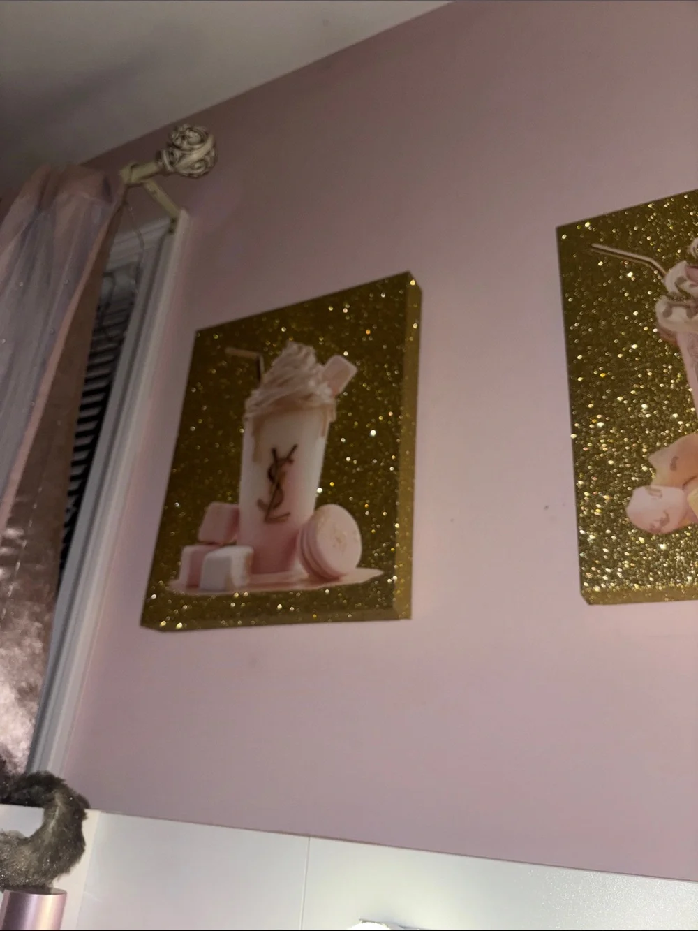 Dior Pink and Gold Glitter Milkshake Art Prints